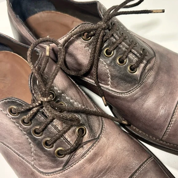 Vero Cuoio Made in Italy Brown Leather Cap Toe Oxford Dress Shoes Mens 7 - Picture 4 of 9